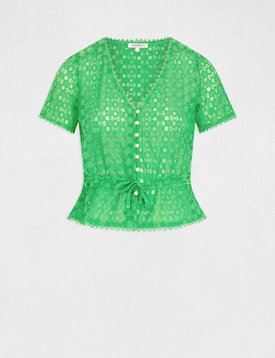 Short-sleeved t-shirt with lace green women