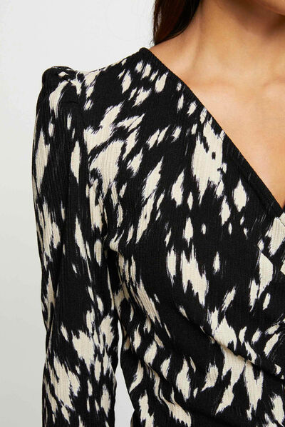 Draped fitted dress abstract print multico ladies'