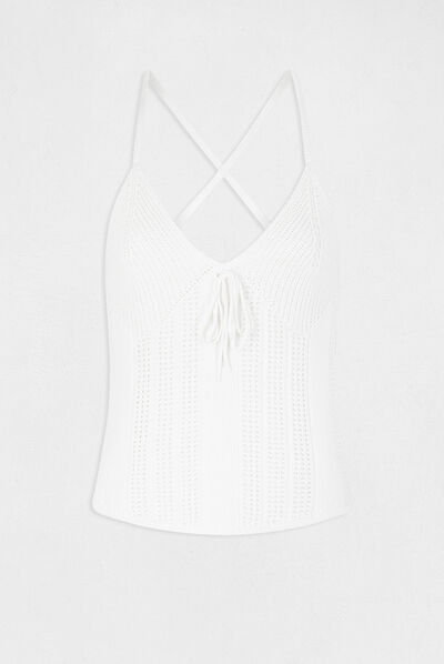 Jumper vest top with crossed straps ecru ladies'