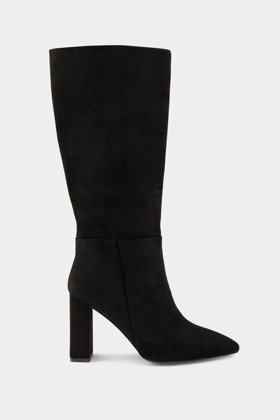 Boots with heels and pointed toe black ladies'