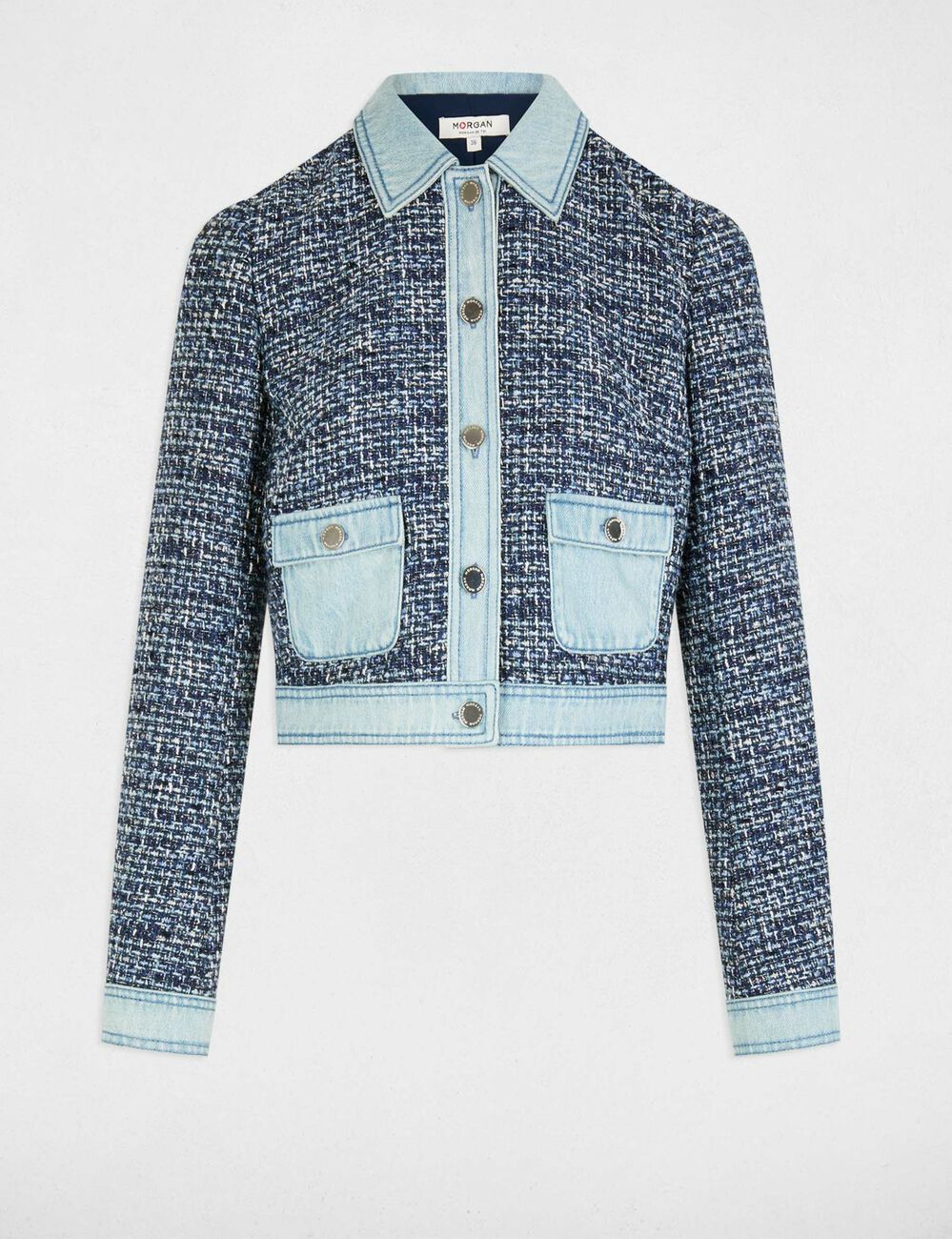 Veste courte tweed multicolore femme