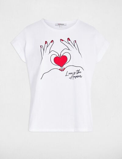 Cropped t-shirt with slogan white women