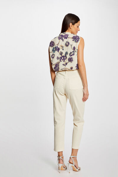 Sleeveless blouse floral print multico ladies'