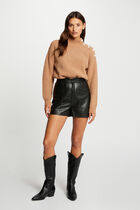 Long-sleeved jumper with buttons camel women