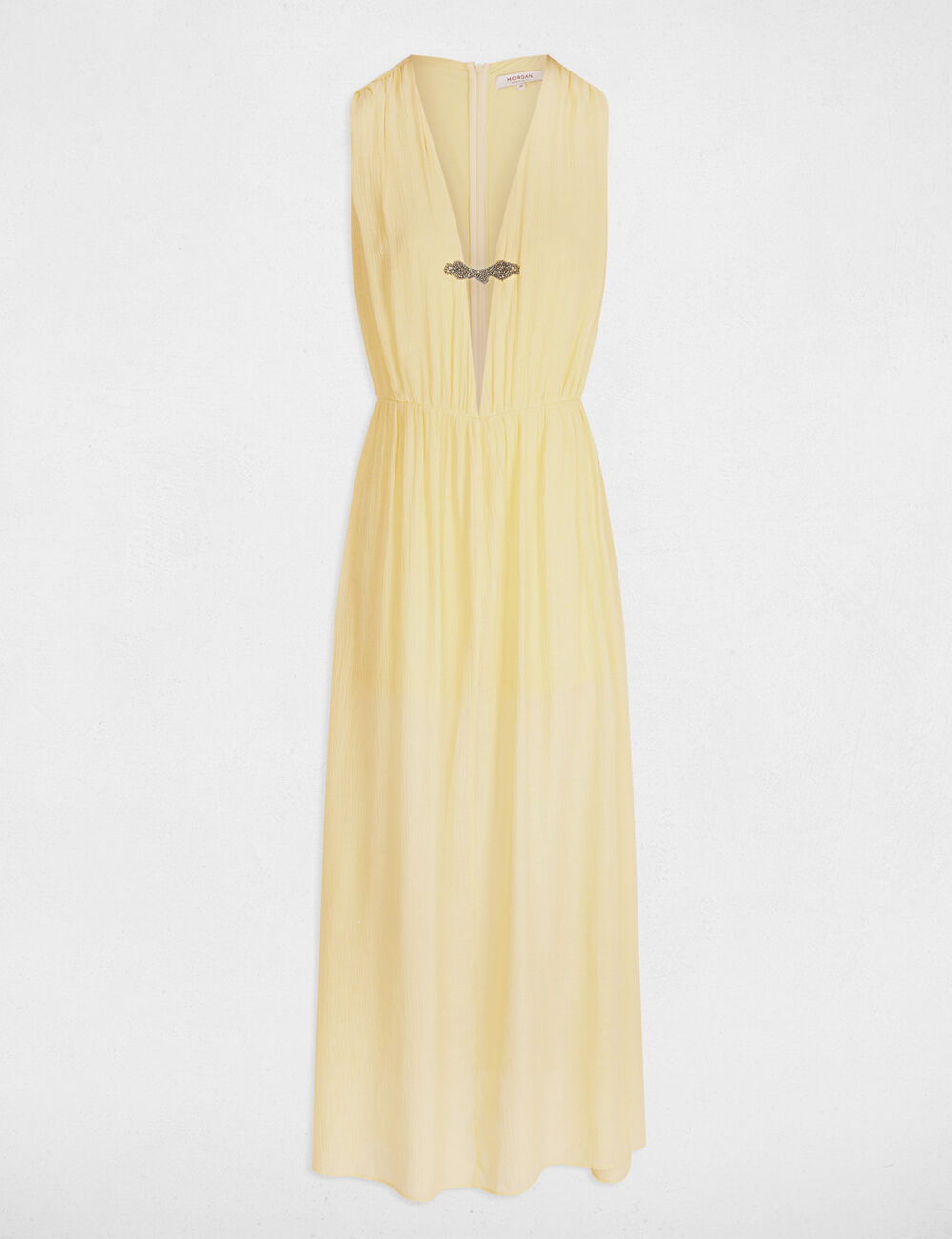Maxi straight dress pastel yellow women