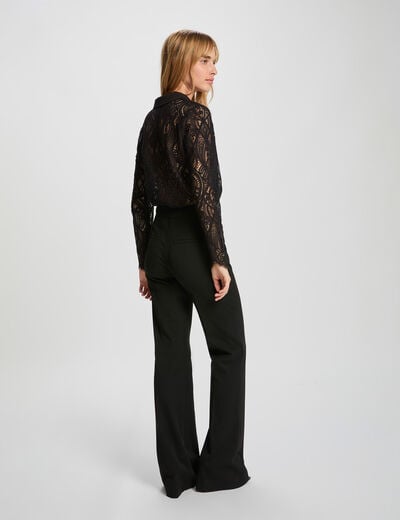 Lace knit with a lapel collar black women