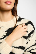 Printed jumper round neck beige women