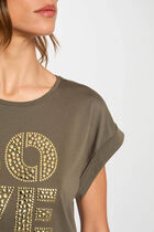 T-shirt with message khaki green women