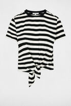 Cropped striped t-shirt white women