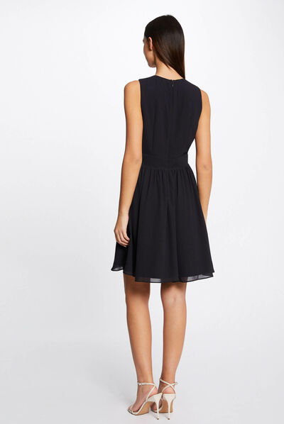 Skater dress with chain detail navy ladies'