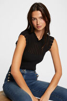 Sleeveless jumper round neck black women