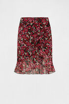 Shirred straight skirt with floral print multicolored women