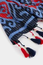Printed scarf with pom-poms multicolor women