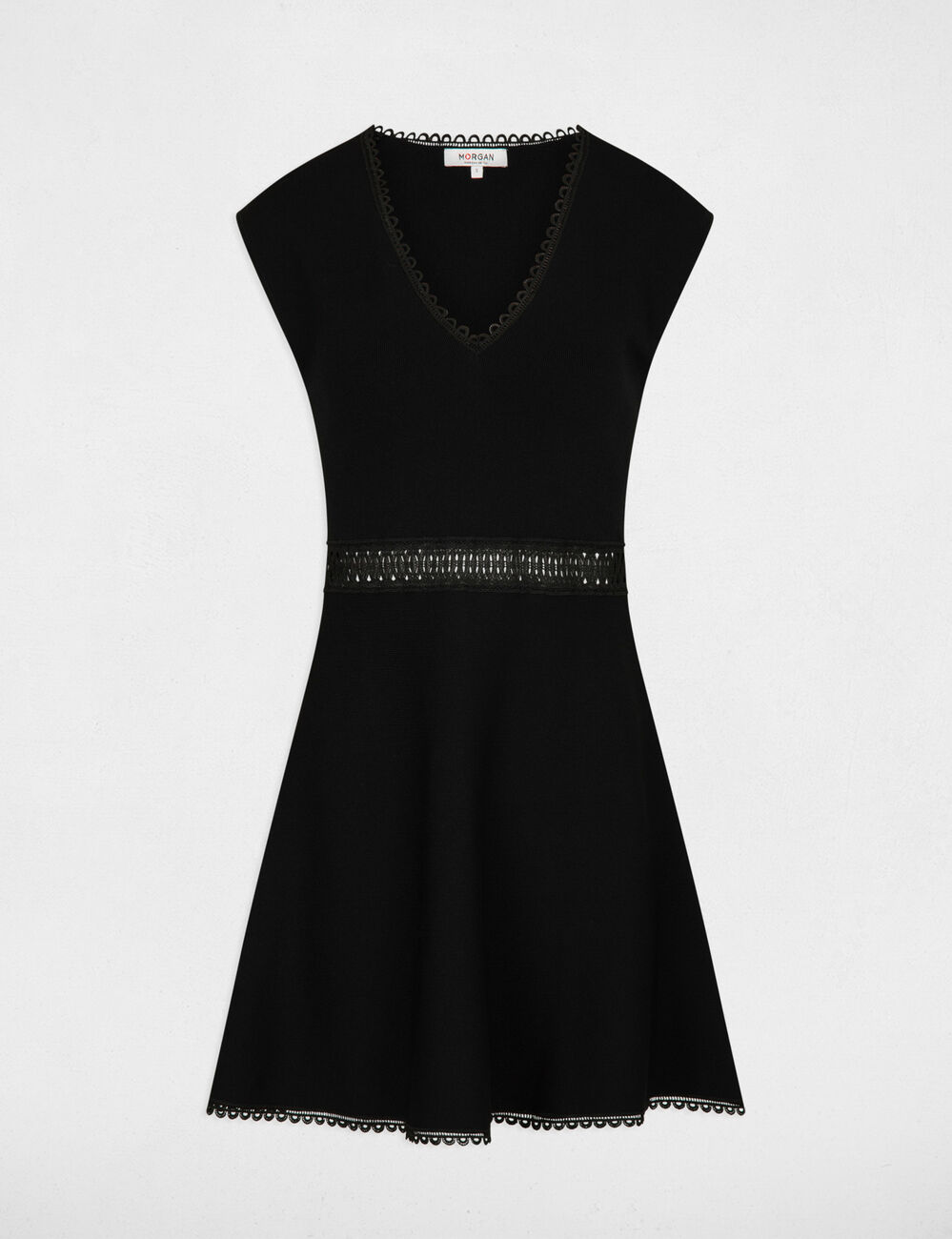 A-line mini knitted dress black women