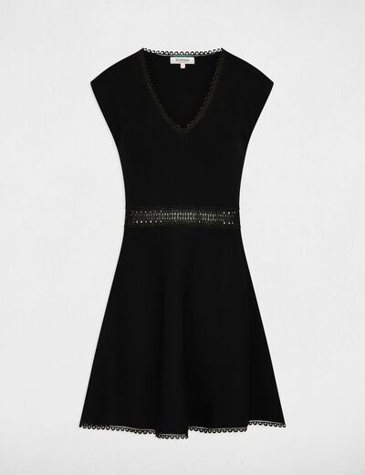 A-line mini knitted dress black women