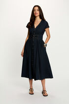 Mid-length denim dress blue women