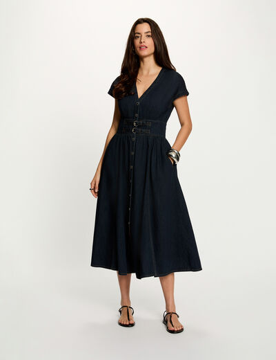 Mid-length denim dress blue women