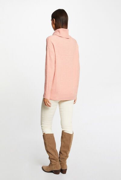 Long-sleeved jumper with turtleneck coral ladies'