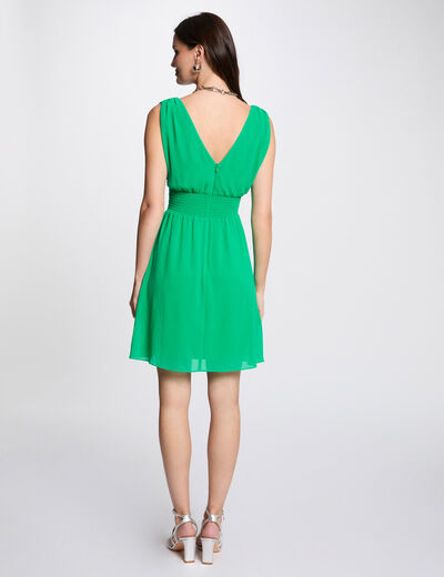 Mini loose A-line dress emerald green women