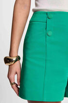 Straight shorts with darts emerald green women