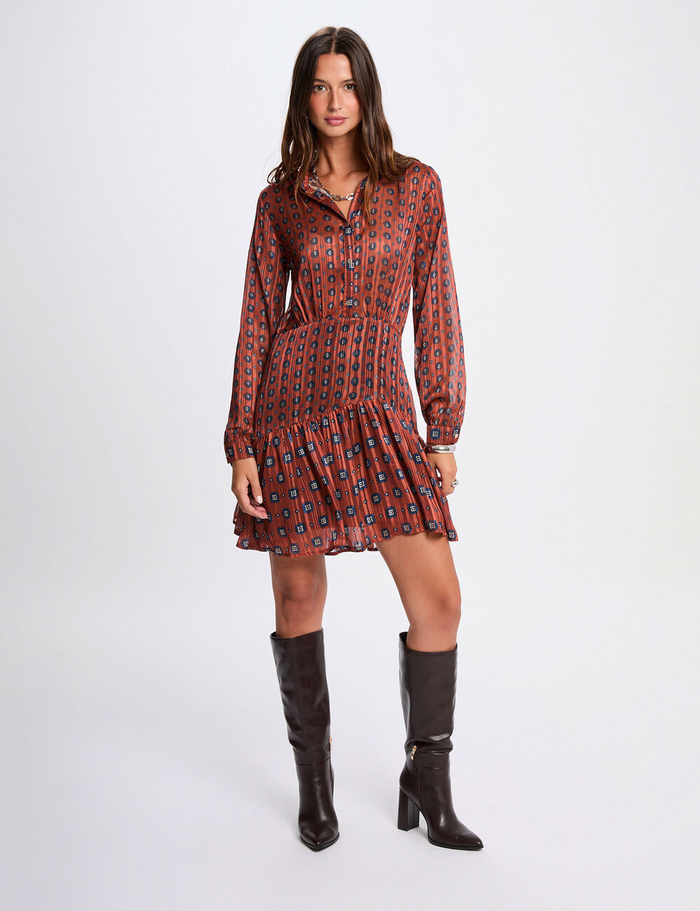 Flared short dress multicolor women
