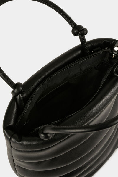 Bucket bag with shirring black ladies'