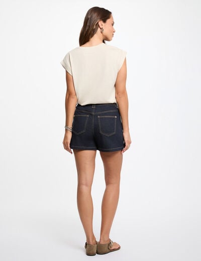 Printed t-shirt with round neck light beige women