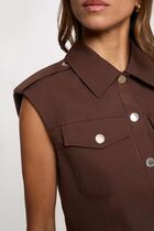 Sleeveless cropped jacket dark brown women