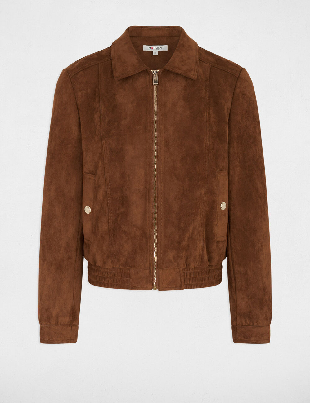 Suede jacket cognac brown women