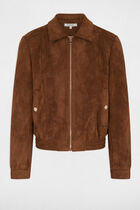 Suede jacket cognac brown women