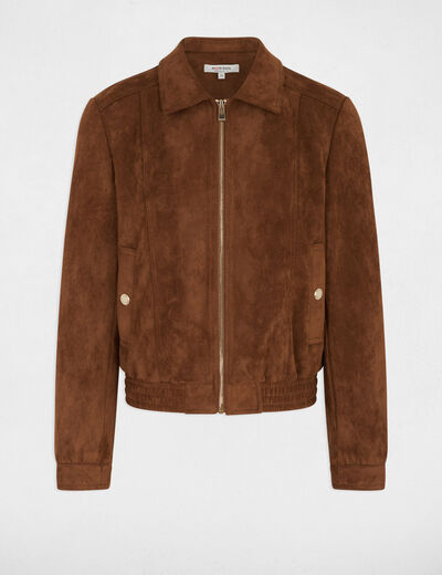 Suede jacket cognac brown women