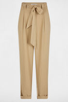 Belted peg trousers beige women