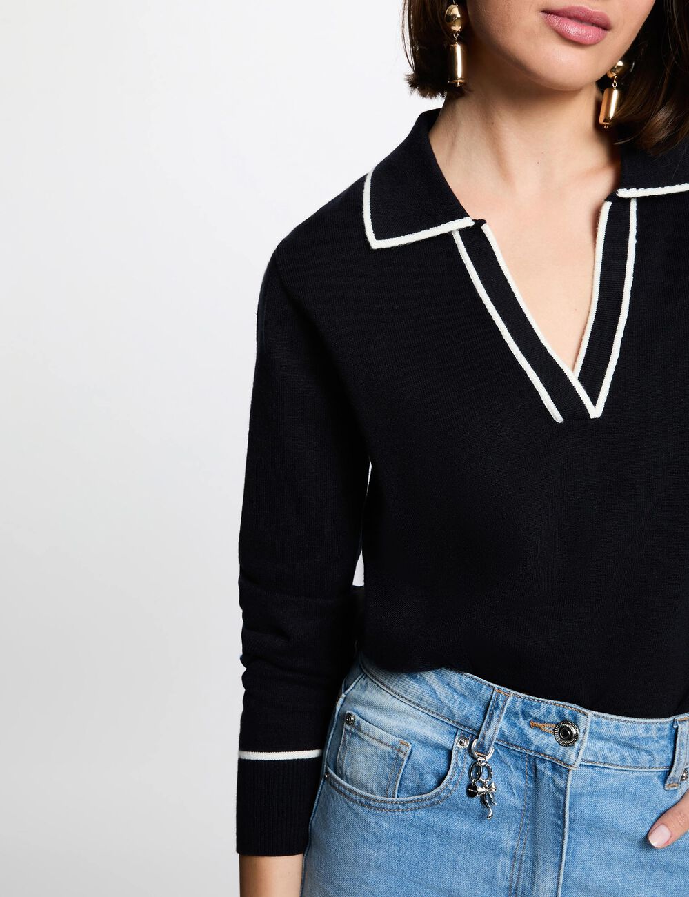 Polo neck jumper navy blue women