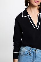 Polo neck jumper navy blue women