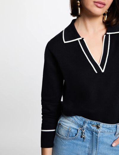 Polo neck jumper navy blue women