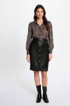 Faux leather pencil skirt black women