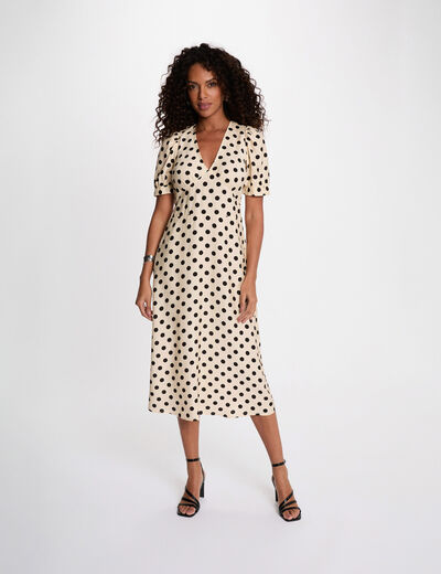 Mid-length dress with puff sleeves multicolor women