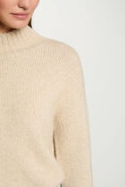 Jumper high collar and sequins beige women