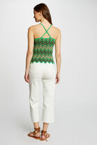 Top en maille imprimé vert femme