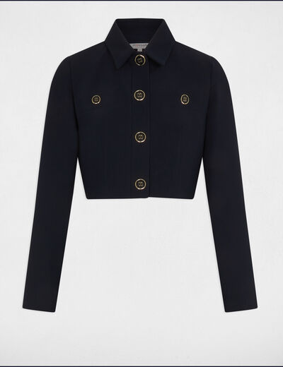 Short waisted buttoned jacket navy ladies'
