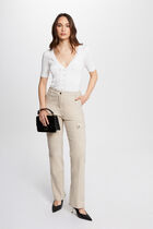 Jumper V-neck short sleeves ecru women