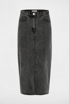 Jupe fendue en jean gris moyen femme