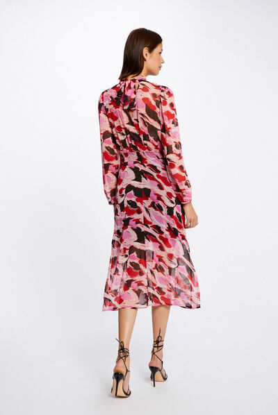 Midi straight dress abstract print multico ladies'