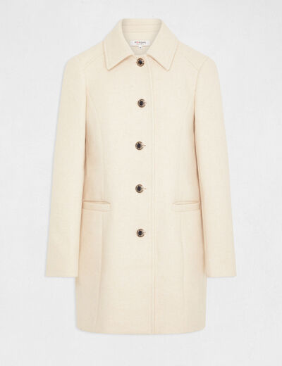 Long straight buttoned coat ivory ladies'