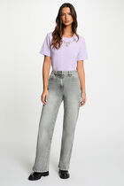 Short-sleeve t-shirt with rhinestones mauve women