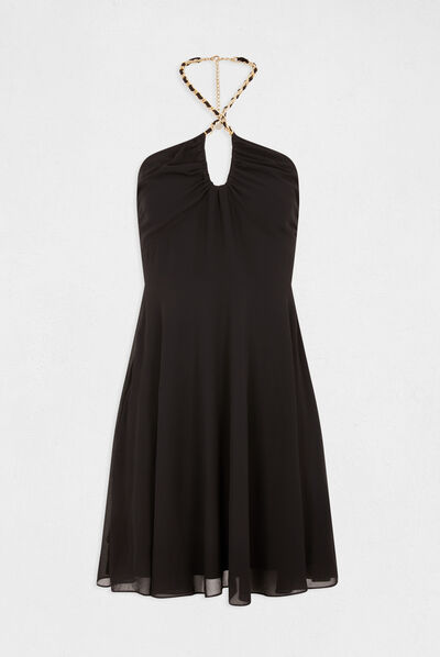 A-line dress with bustier neckline black ladies'