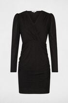 Draped fitted midi dress black women