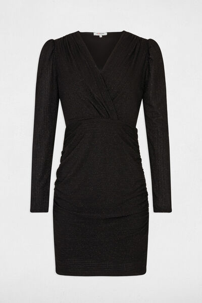 Draped fitted midi dress black ladies'