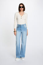 Fitted V-neck sweater ivory women