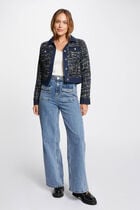Tweed jacket denim details multicolored women
